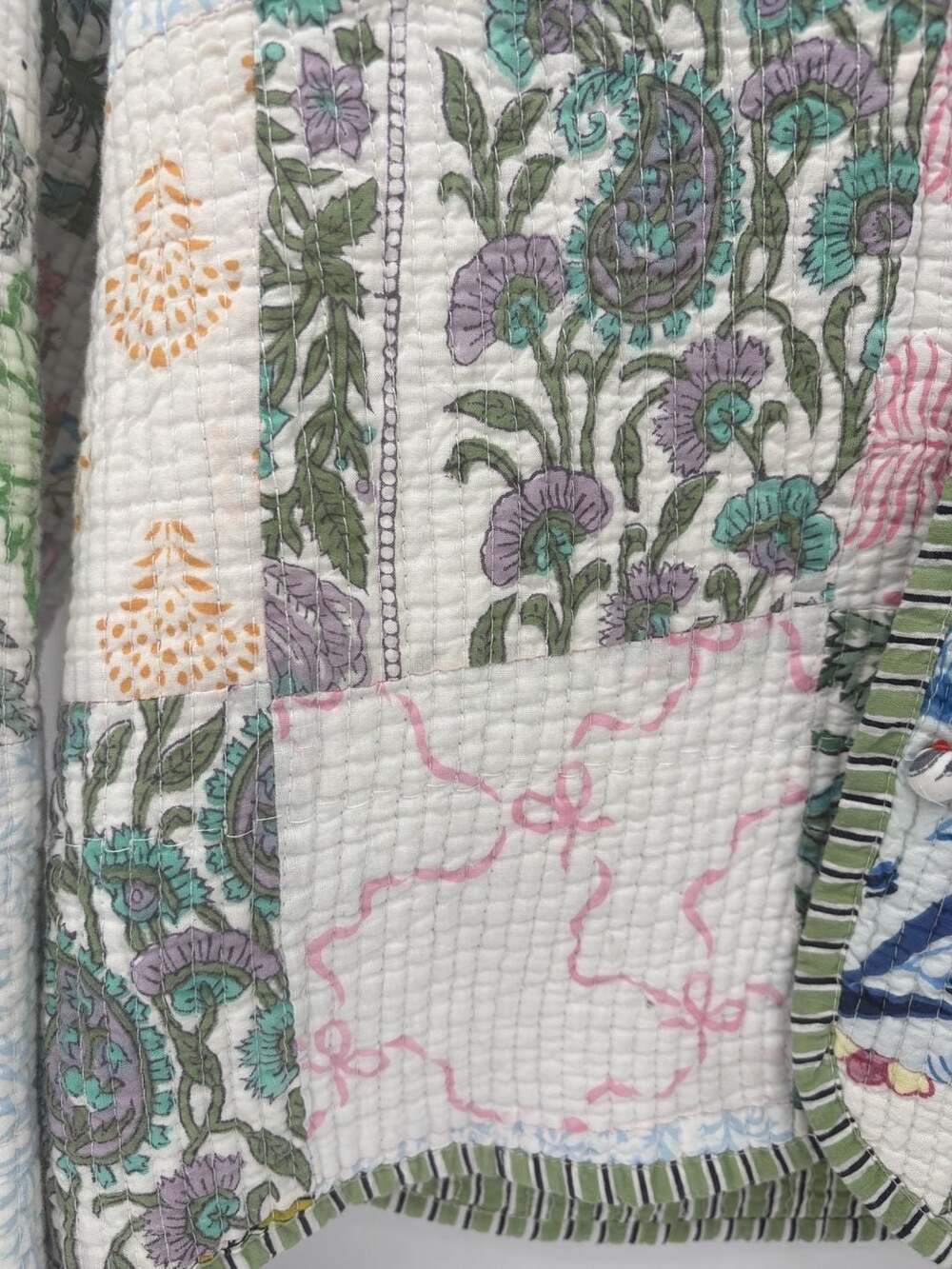 Handmade Quilted Patchwork Jacket Floral Kantha Boho - Picture 5 of 7